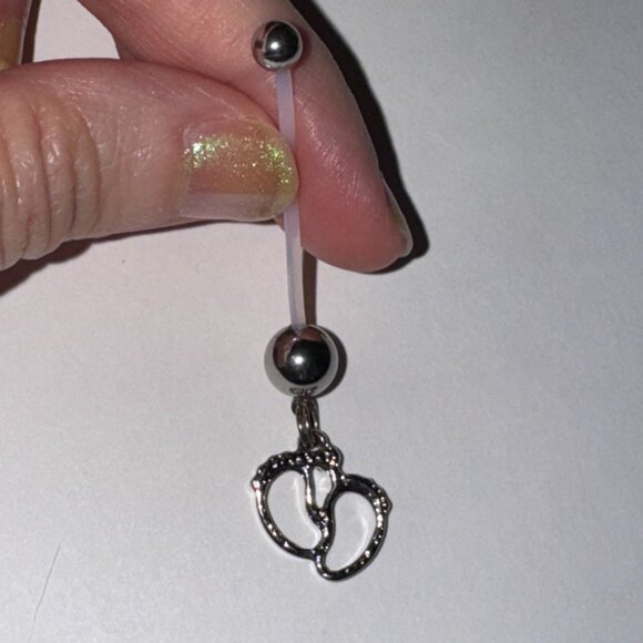 Clear Gem Little Feets Pregnancy Belly Ring - Picture 3 of 8